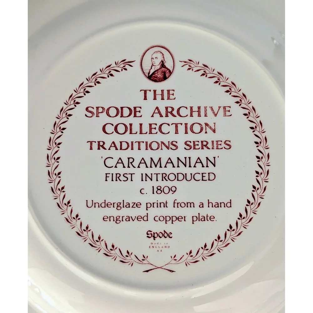 Spode Archive Collection Caramanian Red Transferware Dinner Plate England 10.5" - Picture 4 of 6